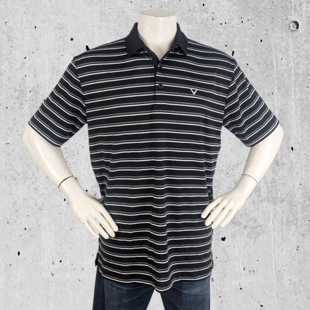 Callaway Golf Polo Shirt Size Large Black Striped